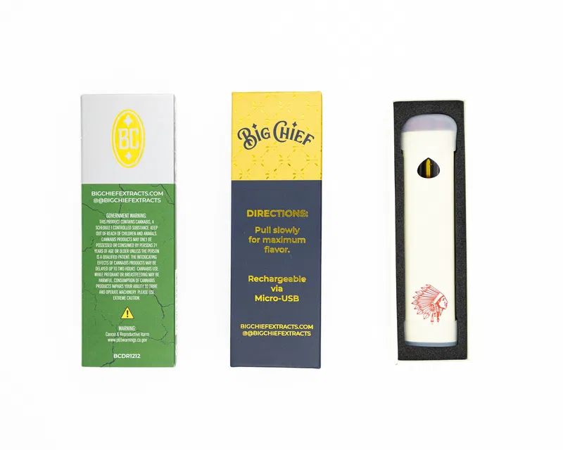 BIG CHIEF - DISPOSABLE RECHARGABLE VAPE CARTS - 100% LIVE RESIN - 1GM (1000MG) - Image 2