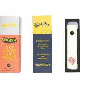 BIG CHIEF - DISPOSABLE RECHARGABLE VAPE CARTS - 100% LIVE RESIN - 1GM (1000MG)